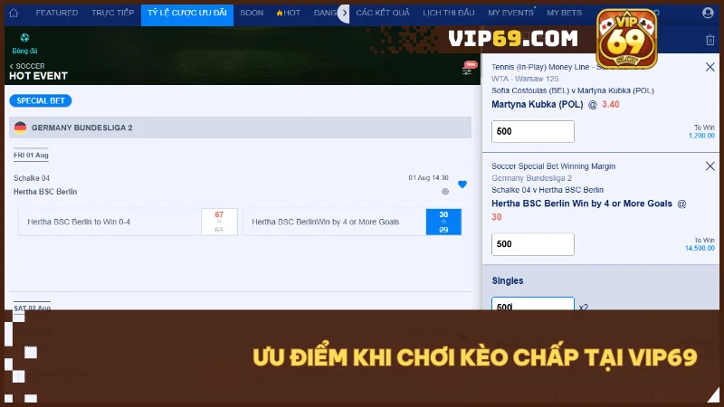 Kèo chấp Vip69: Hướng dẫn A-Z cách đọc kèo và mẹo cược thắng lớn 3 Kèo chấp VIP69 được cộng đồng cược thủ đánh giá minh bạch, rõ ràng và ít bị "gài kèo"