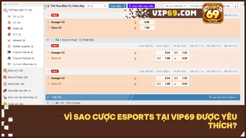 Cược esports Vip69 hấp dẫn với tỷ lệ kèo chuẩn và cược live thời gian thực 2 Trải nghiệm cược Esports đẳng cấp tại Vip69 với tỷ lệ kèo hấp dẫn